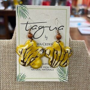 Tagua Yellow Flower Earrings
